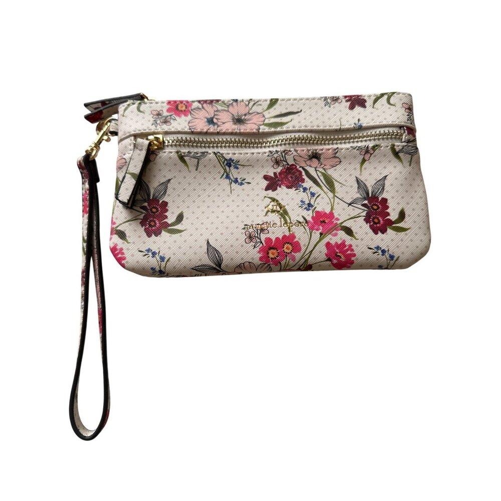 Floral Print Wristlet Purse With Zipper Closure & Gold Accents By Nanette Lepore - Picture 1 of 4